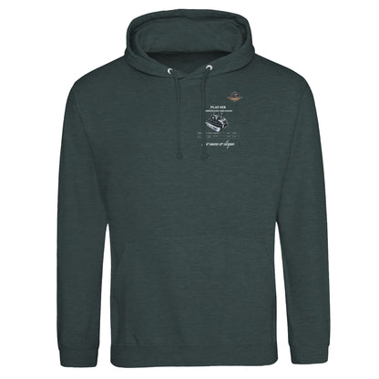 Boxer Series Pullover hoodie in Charcoal featuring the Flat-Six engine. Customize with your name or slogan