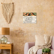 WALL ART LETS GET WIRED WOOD PRINT 40x50 cm / 16x20″ mounted in a cozy boho-style living room with earthy tones and textured decor.