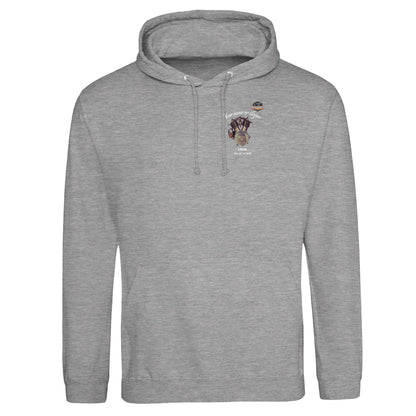 The Motorcycle Diaries Pullover Hoodie - Front - in Heather Gray featuring 1909 V-Twin. Customize it with your name or slogan.