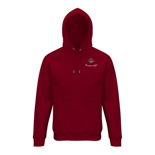 Boxer Series Pullover hoodie in Burgundy featuring the Flat-Six engine. Customize with your name or slogan