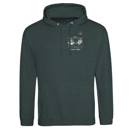 Straight Series Pullover hoodie in Charcoal featuring T214 Flathead Straight-6 Engine. Customized with your name or slogan