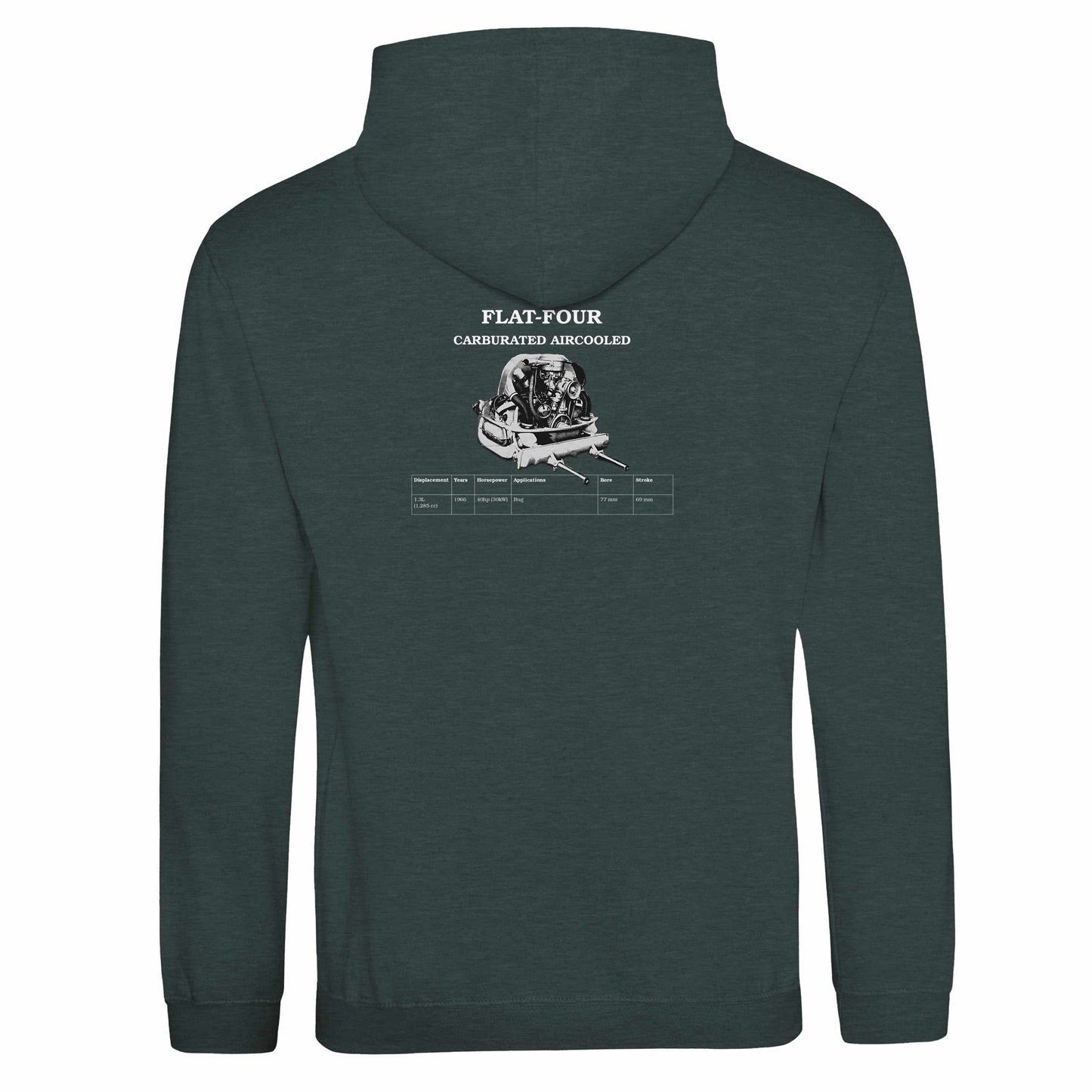 Boxer Series Pullover hoodie in Charcoal featuring the Flat-Four engine. Customize with your name or slogan