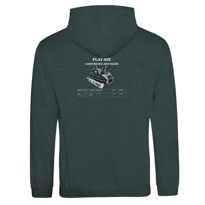 Boxer Series Pullover hoodie in Charcoal featuring the Flat-Six engine. Customize with your name or slogan