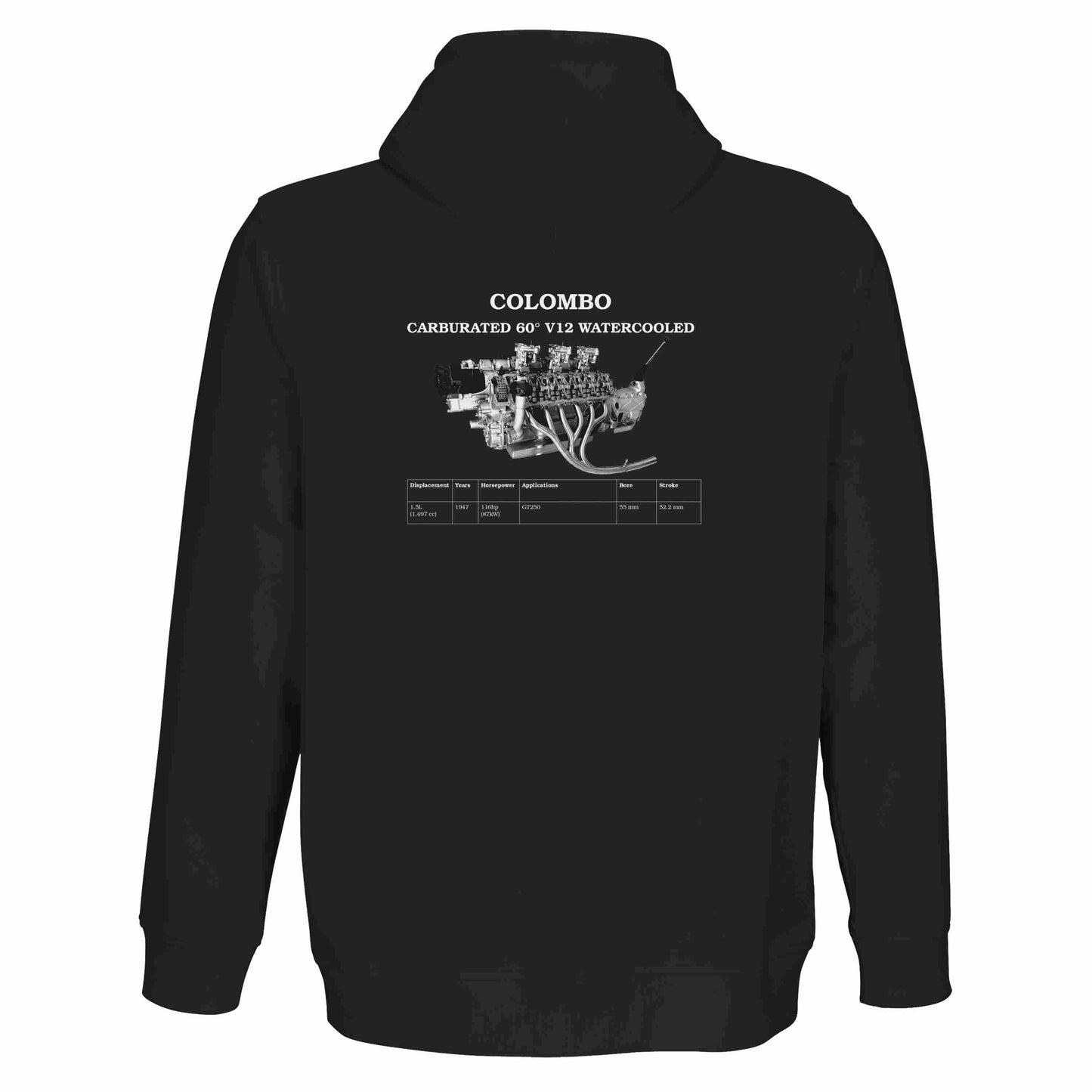 Stunning premium quality zip-up hoodie in Black featuring the most iconic classic V-12 engine known to mankind